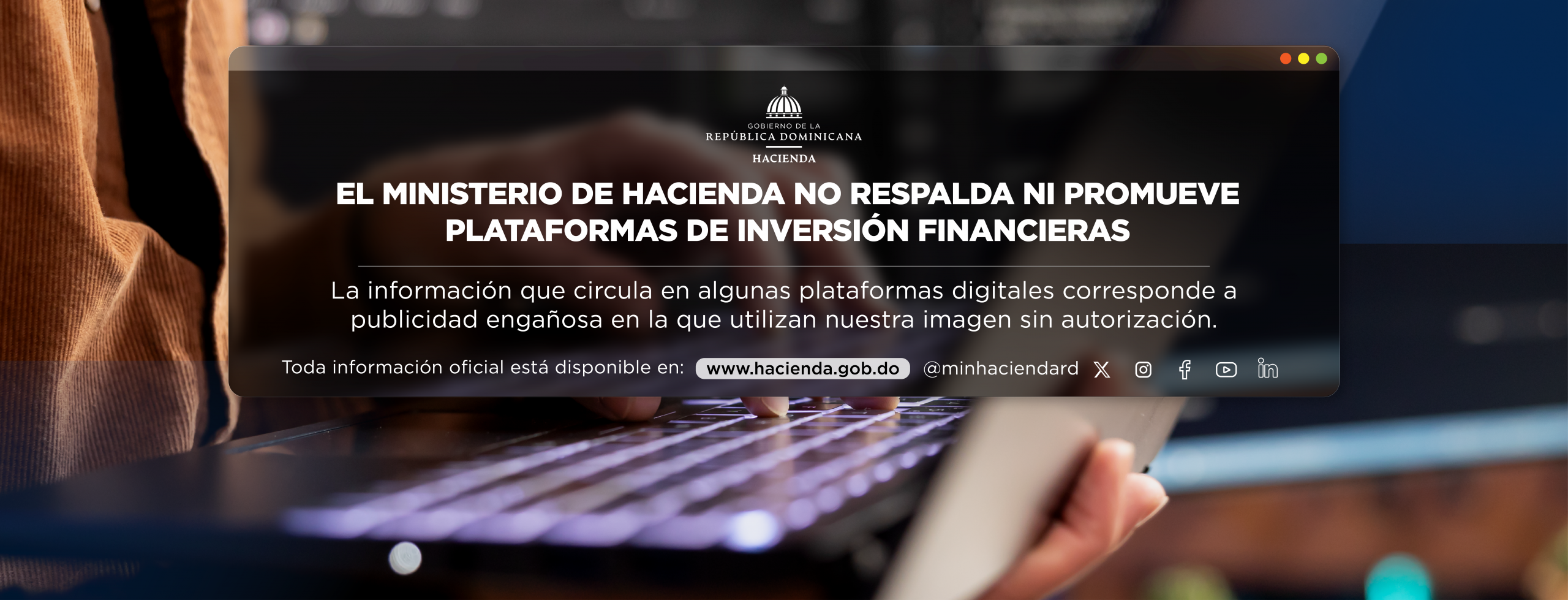 Imagen destacada de El Ministerio de Hacienda no respalda ni promueve plataformas de inversión financieras